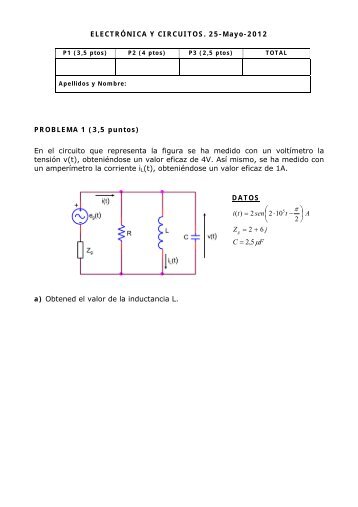 ELECTRÓNICA Y CIRCUITOS. 25-Mayo-2012 PROBLEMA 1 (3,5 ...