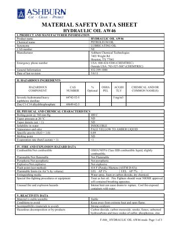 MSDS AW46 - Ashburn Chemical Technologies