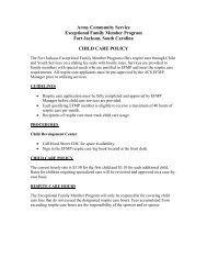 Child Care Policy Form - Fort Jackson MWR