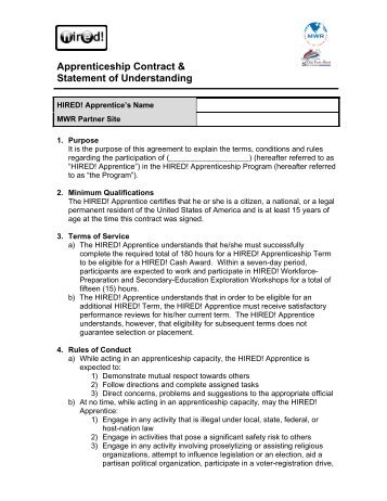 Apprenticeship Contract & Statement of Understanding