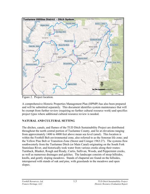 Historic Resource Evaluation Project - Tuolumne Utilities District