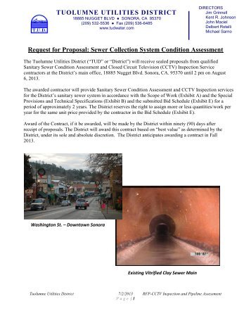 Sewer Collection System, CCTV Inspection â RFP - Tuolumne ...