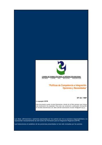"PolÃ­ticas de Competencia e IntegraciÃ³n: Opciones y ... - CEFIR