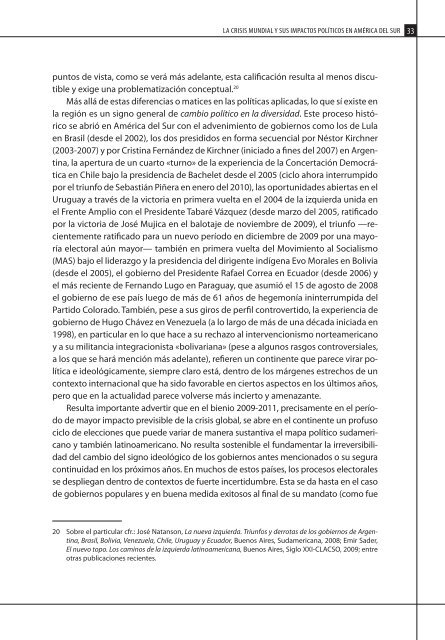 La crisis mundial y sus impactos polÃ­ticos en AmÃ©rica del Sur - CEFIR