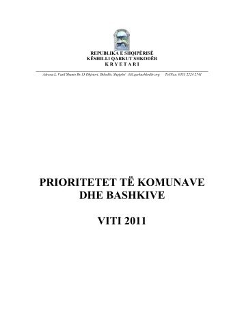 Projektet Prioritare, Qarku Shkodër, 2011 - Këshilli Qarkut Shkodër