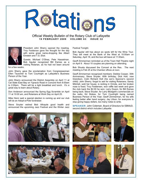 Official Weekly Bulletin of the Rotary Club of Lafayette