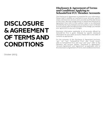 Disclosure & Agreement of Terms & Conditions - SchoolsFirst ...