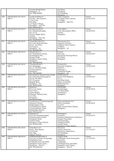 DISPOSAL OF COMPLAINTS OF THE DISTRICT ... - Lokayukta