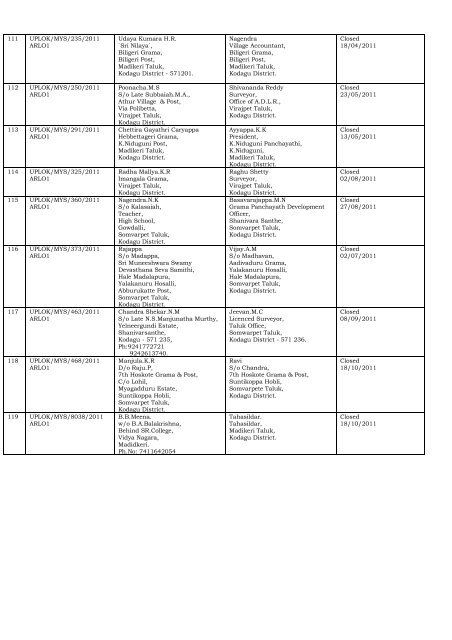 DISPOSAL OF COMPLAINTS OF THE DISTRICT ... - Lokayukta