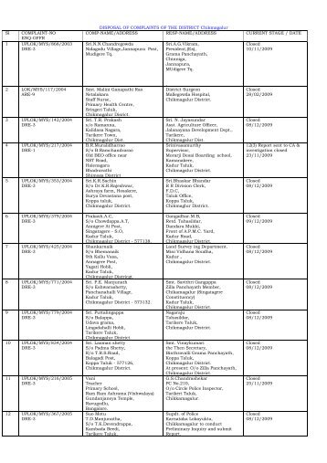 DISPOSAL OF COMPLAINTS OF THE DISTRICT ... - Lokayukta