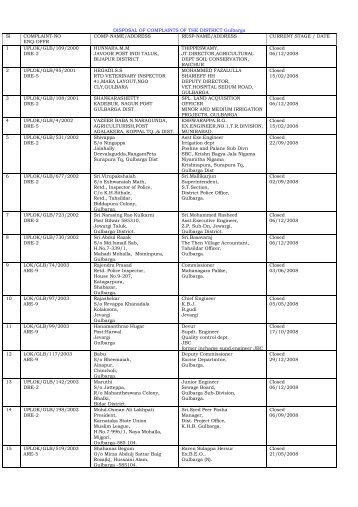 DISPOSAL OF COMPLAINTS OF THE DISTRICT ... - Lokayukta