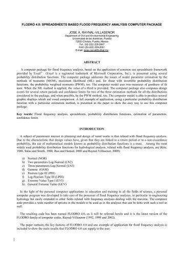 SPREADSHEETS BASED FLOOD FREQUENCY ANALYSIS ...