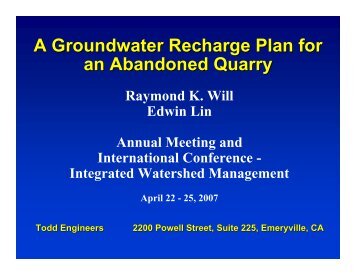 A Groundwater Recharge Plan for an Abandoned Quarry