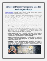 Different Dazzler Gemstone Used in Online Jewellery