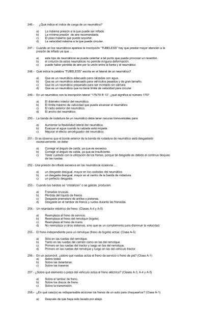 cuestionario examen teórico licencias profesionales - Todo Transito