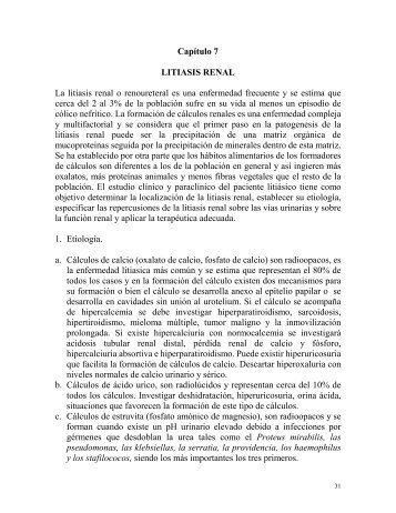 Capítulo 7 LITIASIS RENAL La litiasis renal o ... - Ecotropicos