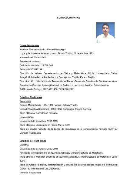 Curriculum vitae sections picture