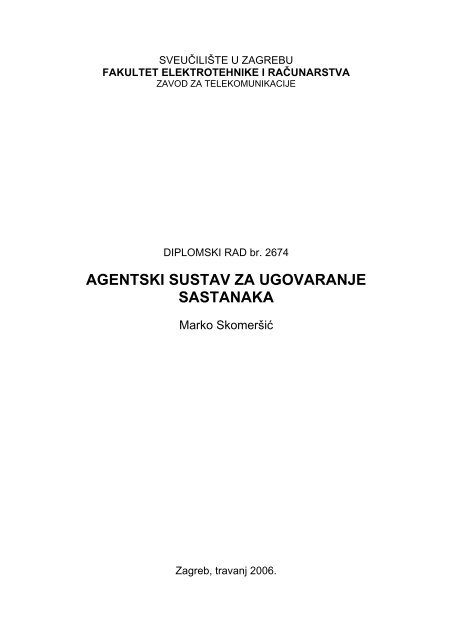 agentski sustav za ugovaranje sastanaka - FER - SveuÄiliÅ¡te u ...