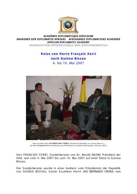 Reise von Herrn FranÃ§ois Xerri nach Guinea Bissau - Akademie der ...