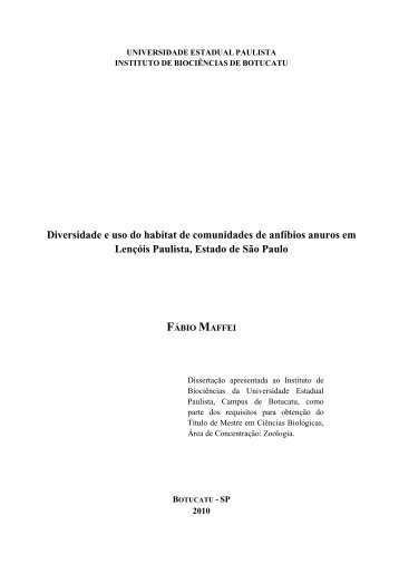 Diversidade e uso do habitat de comunidades de anfÃ­bios anuros ...