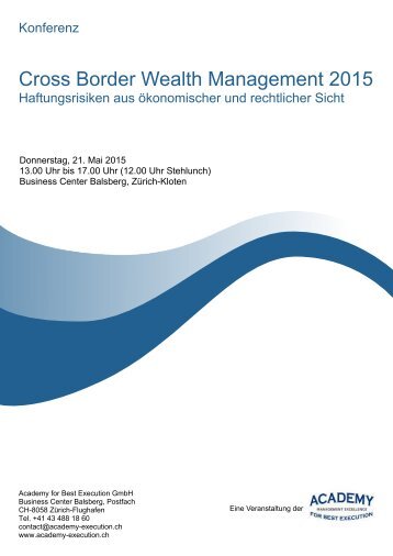 Programm Konferenz "Cross Border Wealth Management 2015"