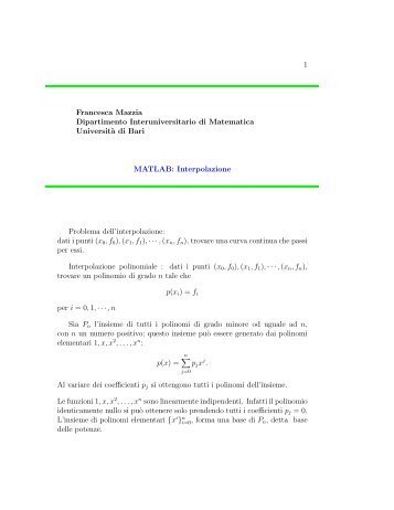 1 Francesca Mazzia Dipartimento Interuniversitario di Matematica ...