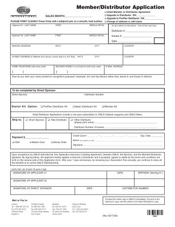 Distributor Application Form