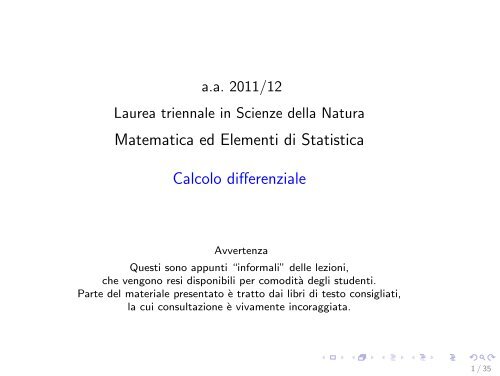 lucidi 5 - Dipartimento di Matematica