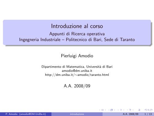 Introduzione - Dipartimento di Matematica