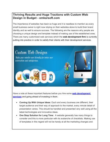 Thriving Results and Huge Tractions with Custom Web Design in Budget - omkarsoft.com