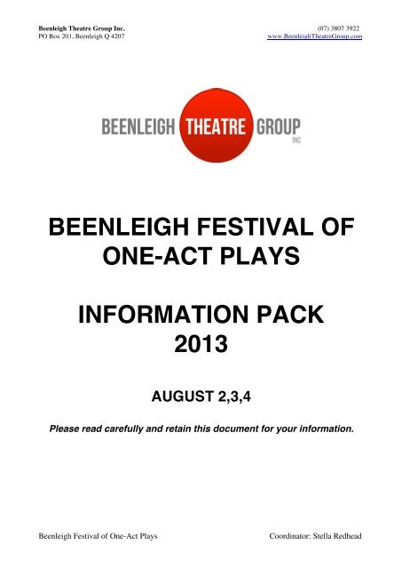 the information pack - Beenleigh Theatre Group