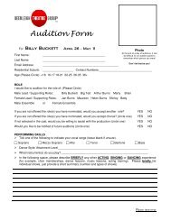 Audition Form - Beenleigh Theatre Group
