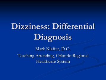 Dizziness: Differential Diagnosis