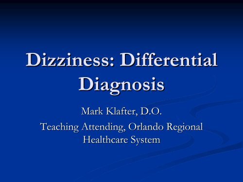 Dizziness: Differential Diagnosis