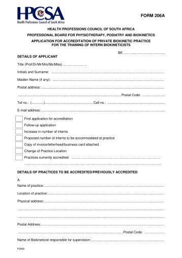 Form 206A download - Biokinetics Association of South Africa