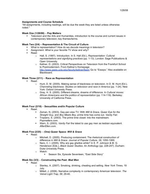 Course Syllabus - Writing/Social Issues in Pop Culture (PDF) (2008)