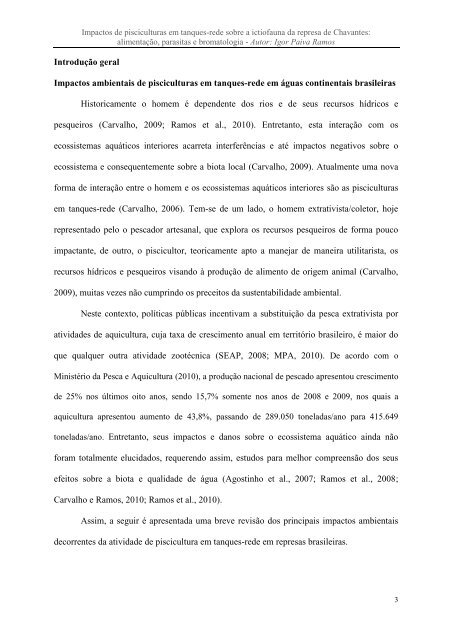 Impactos de pisciculturas em tanques-rede sobre a ictiofauna da ...