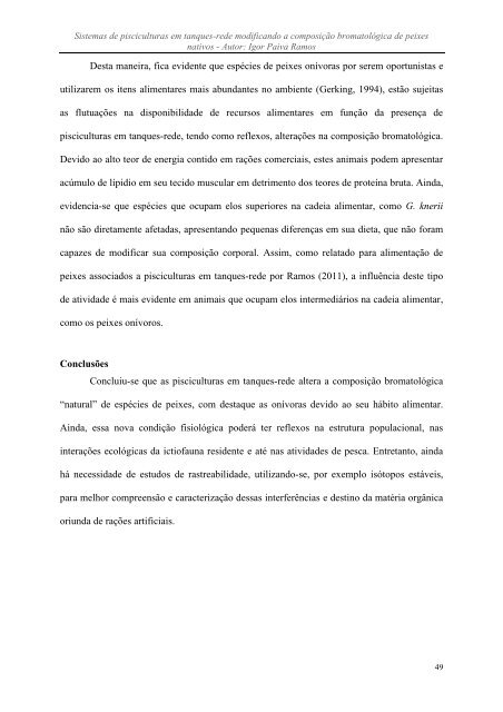 Impactos de pisciculturas em tanques-rede sobre a ictiofauna da ...