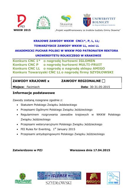 Propozycje CNC Facimiech 30.08-01.09.2013 - Małopolski Związek ...