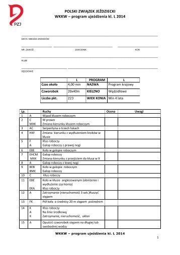 program ujeżdżenia kl. L 2011