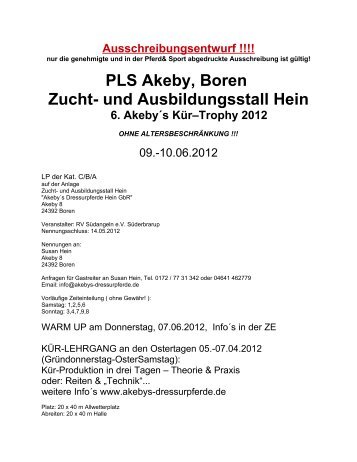 PLS Akeby, Boren Zucht- und Ausbildungsstall Hein - Akeby's ...