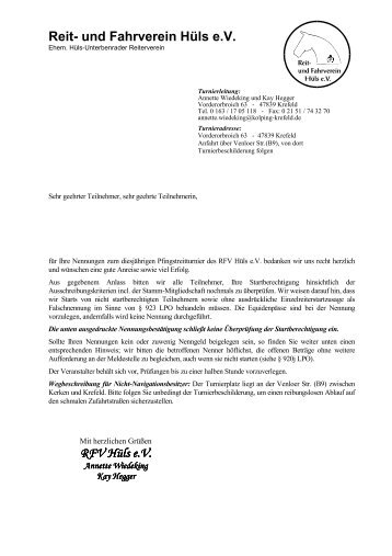 Reit- und Fahrverein HÃ¼ls e.V. RFV HÃ¼ls e.V.