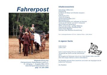 Fahrerpost - Fahrsportverein Kaiserslautern-Land eV