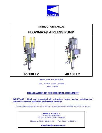 flowmax®airless pump 65.130 f2 40.130 f2 - Kremlin Rexson Sames