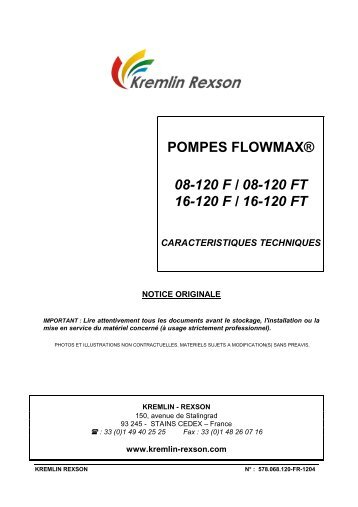 pompes flowmax® 08-120 f / 08-120 ft 16-120 f ... - Kremlin Rexson