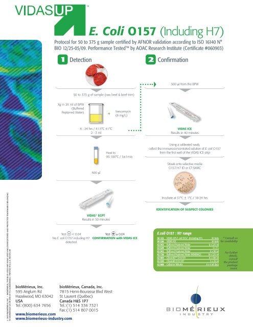 VIDAS UP E.Coli O157 (including H7) - bioMÃ©rieux - bioMerieux