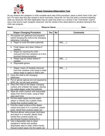 Diapering Observation Tool - Iowa Child Care Resource & Referral