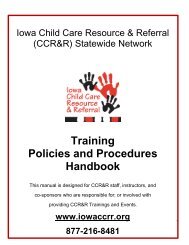 Training Policies and Procedures Handbook - Iowa Child Care ...