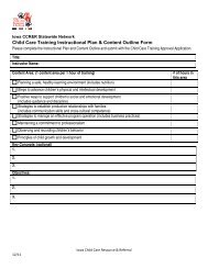 Child Care Training Instructional Plan & Content Outline Form