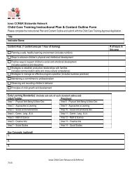 Child Care Training Instructional Plan & Content Outline Form